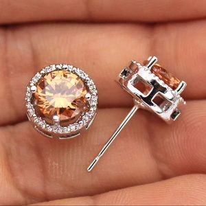 Champagne CZ Diamond Earrings, 18kt Gold Filled